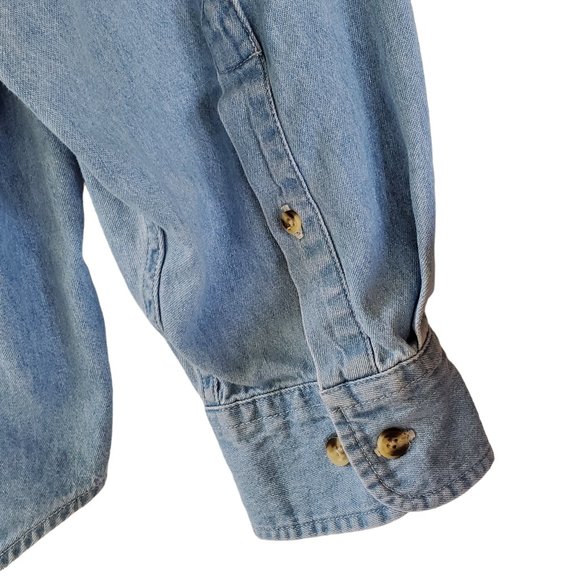 Wright Brothers Chambray Shirt Men's 2XL Long Sleeve Button Front Embroidered - Picture 8 of 11